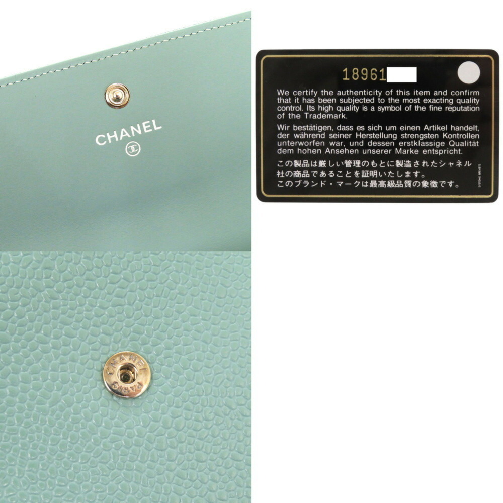 CHANEL Authentic Green Caviar Leather Logo Wallet - Picture 9 of 9